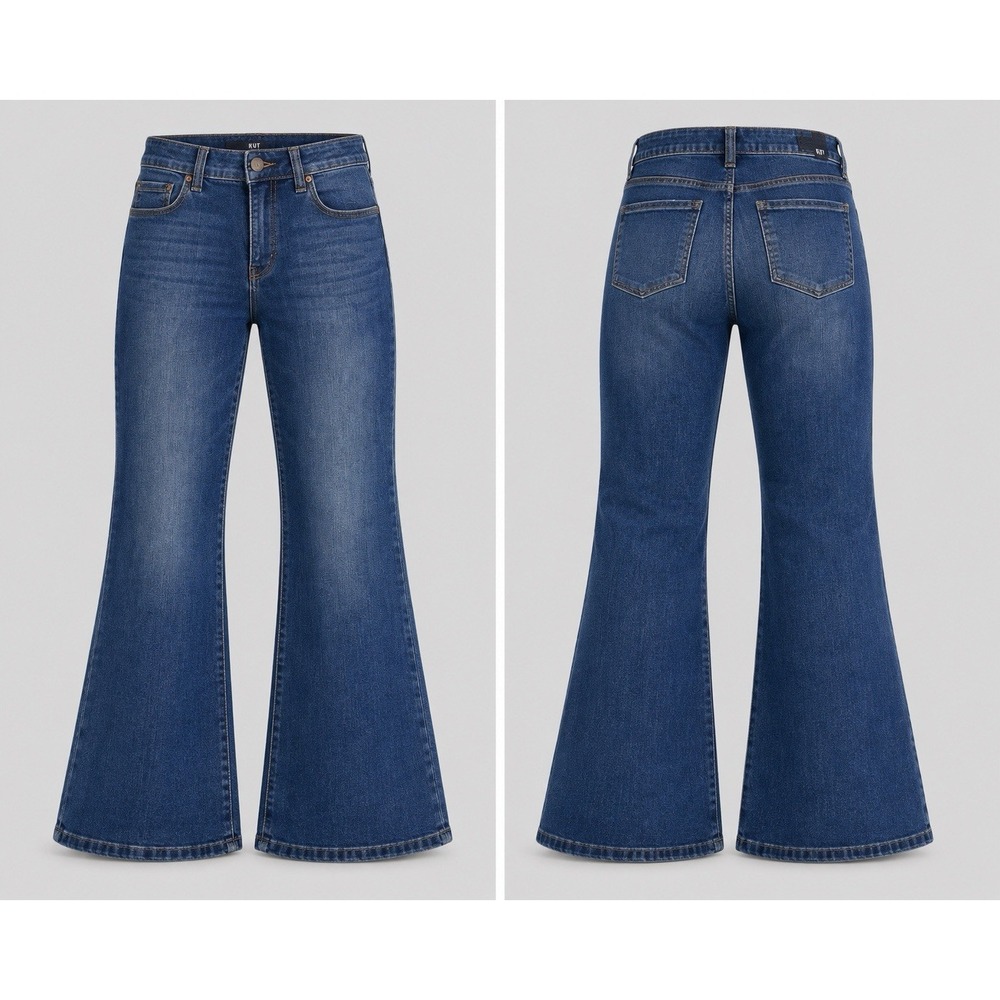 KUT From The Kloth Natalie Fab Ab Bootcut WOMENS 8 Blue Denim High Rise Y2K
